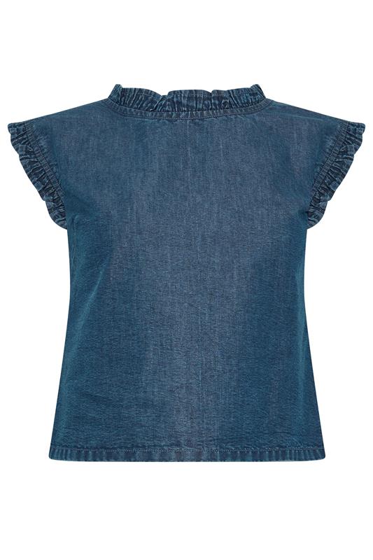 PixieGirl Petite Women's Blue Frill Button Denim Vest | PixieGirl 5