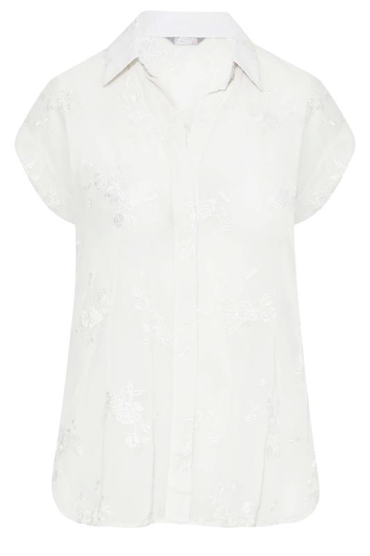 Plus Size White Floral Print Embroidered Shirt | Yours Clothing  7