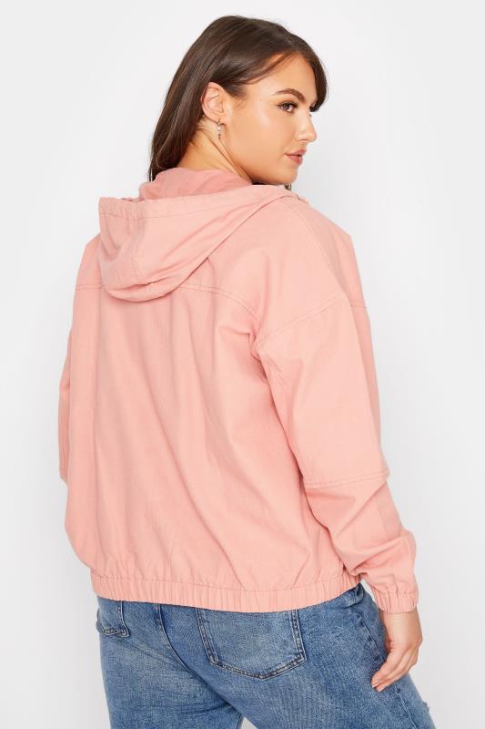 LIMITED COLLECTION Curve Peach Orange Twill Bomber Jacket_C.jpg