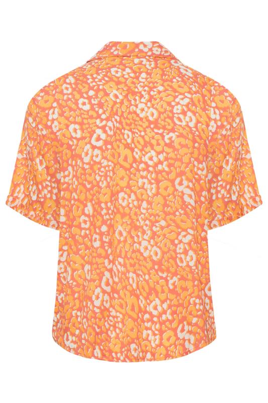 LIMITED COLLECTION Plus Size Orange Leopard Print Crinkle Shirt | Yours Clothing 7