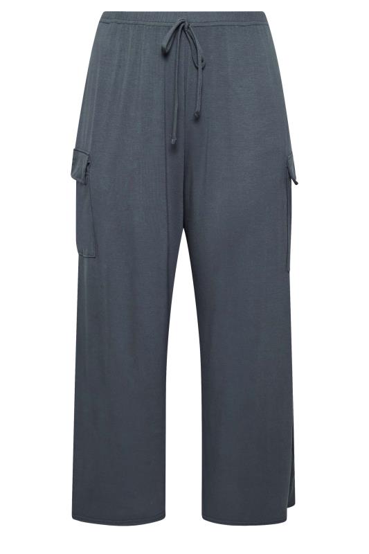 YOURS Curve Plus Size Charcoal Grey Wide Leg Cargo Trousers | Yours Clothing  4