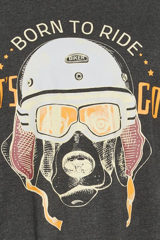 KAM Big & Tall Grey Marl 'Born to Ride' Print T-Shirt | BadRhino 4