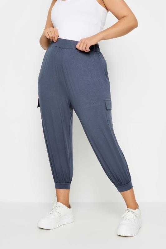  Grande Taille YOURS Curve Charcoal Grey Cropped Cargo Harem Trousers