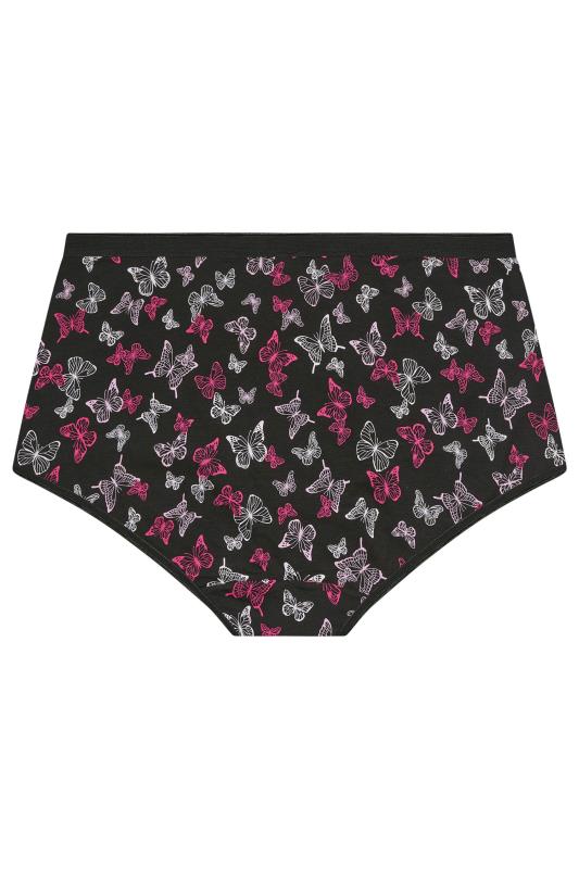 YOURS 5 PACK Plus Size Black & Pink Butterfly Print Full Briefs | Yours Clothing 5