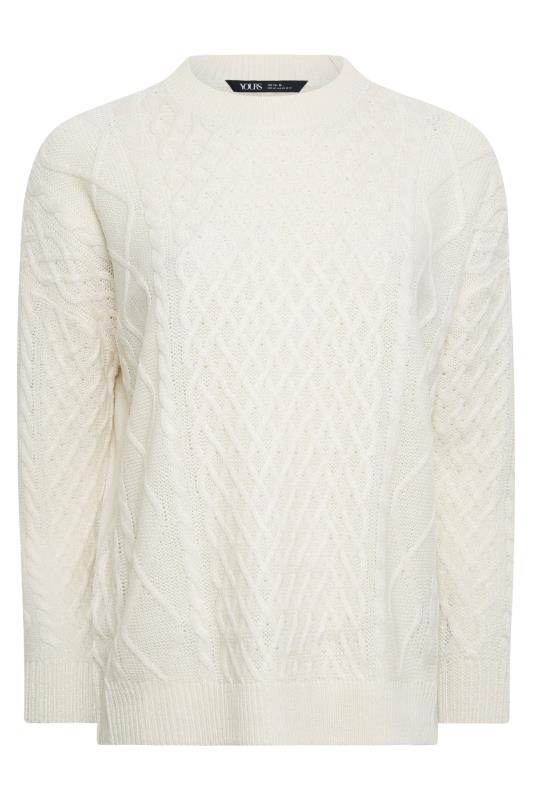 YOURS Plus Size White Cable Knit Jumper | Yours Clothing 6