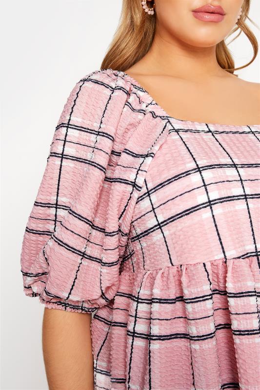 LIMITED COLLECTION Curve Pink Check Milkmaid Top 4