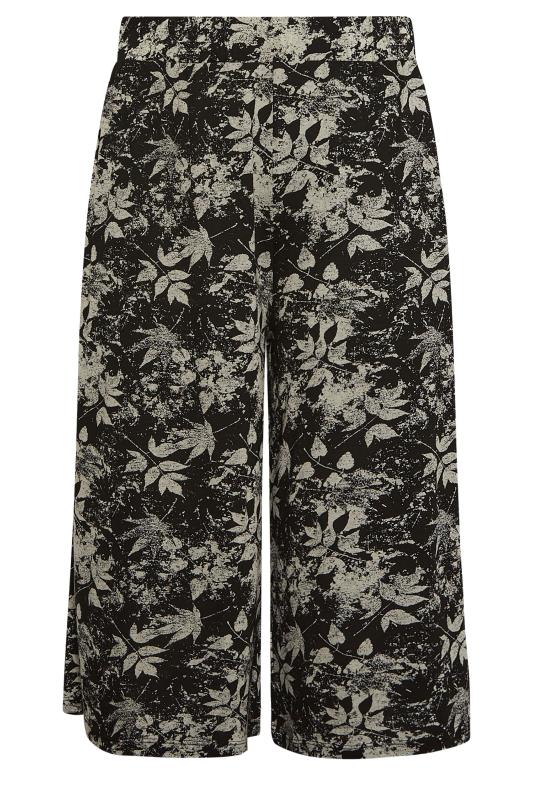 YOURS Curve Black Mixed Leaf Print Culottes | Yours Clothing 5