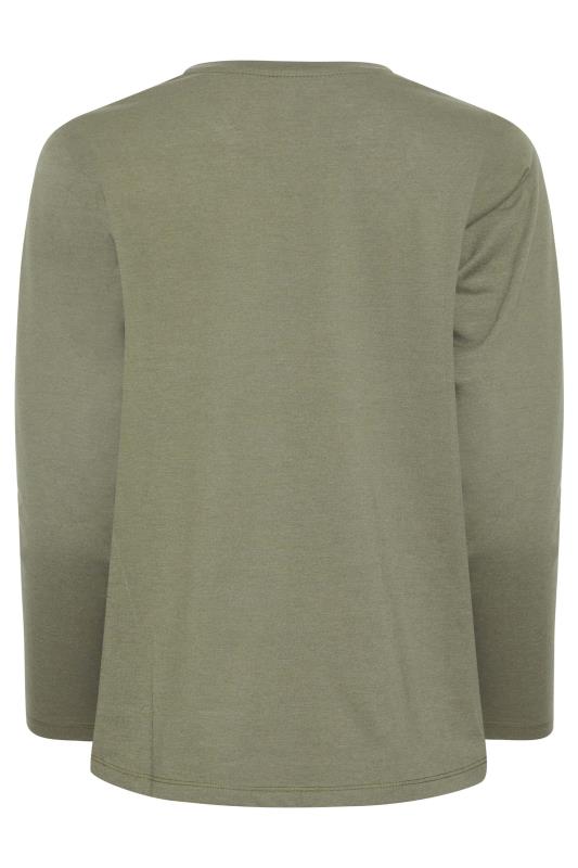 Petite Khaki Green Long Sleeve T-Shirt 6