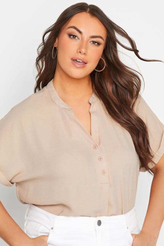 YOURS Plus Size Pink Half Placket Short Sleeve Blouse | Yours Clothing 4