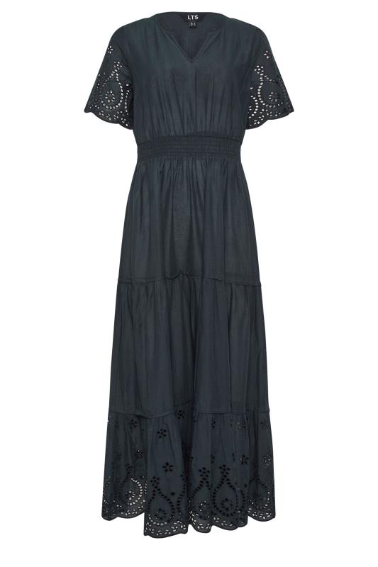 LTS Tall Women's Navy Blue Broderie Anglaise Maxi Tiered Dress | Long Tall Sally 7