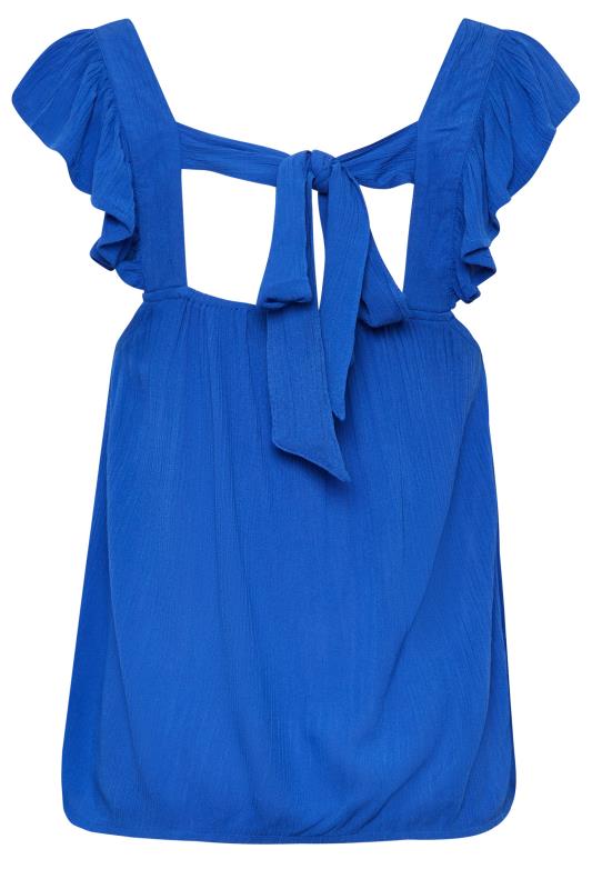 LTS Tall Women's Cobalt Blue Crinkle Frill Top | Long Tall Sally 7
