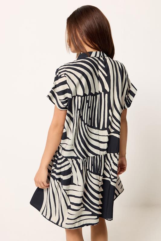 PixieGirl Petite Women's Black Abstract Button Shirt Mini Dress | PixieGirl 4