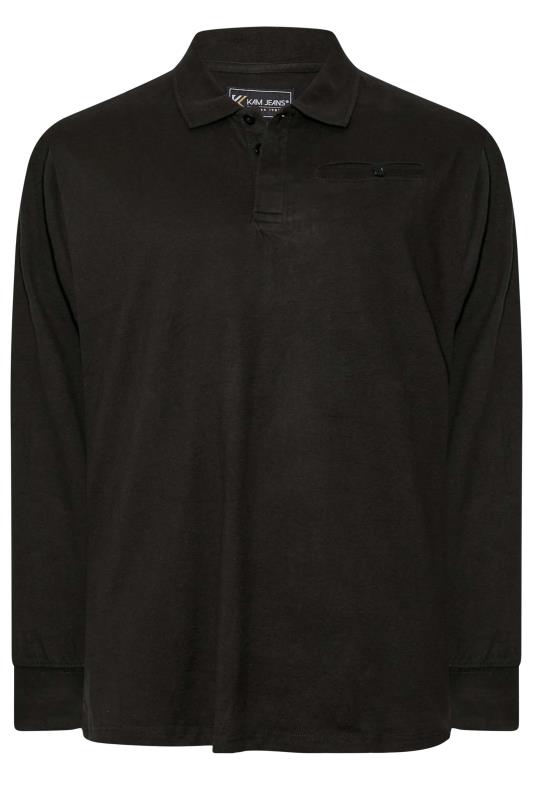 KAM Big & Tall Black Long Sleeve Polo Shirt 3