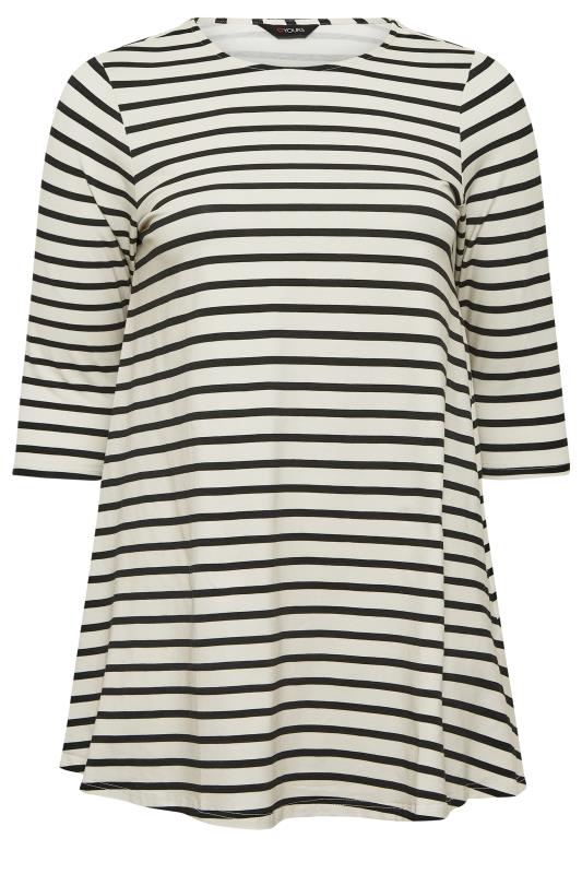 Curve Plus Size White & Black Long Sleeve Stripe T-Shirt | Yours Clothing 5