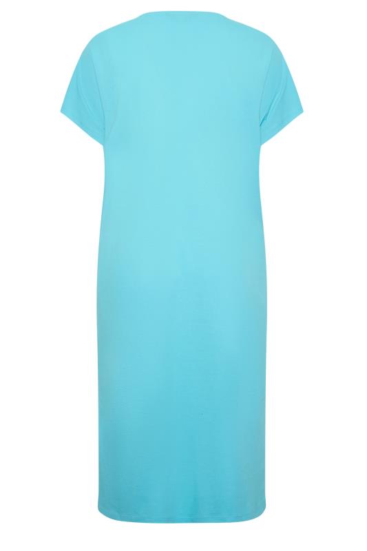 YOURS Plus Size Blue Side Split Midaxi T-Shirt Dress | Yours Clothing 7