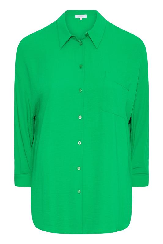 YOURS LONDON Plus Size Green Oversized Satin Shirt | Yours Clothing 6