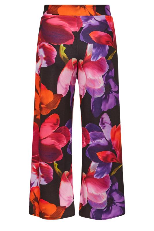 YOURS LONDON Plus Size Black Floral Stretch Wide Leg Trousers | Yours Clothing 6