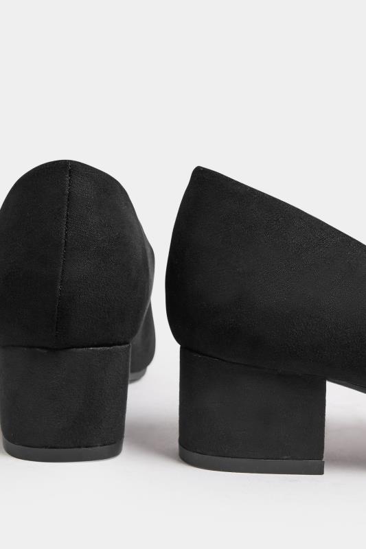 Black Faux Suede Block Heel Court Shoe In Extra Wide EEE Fit | Yours Clothing 5