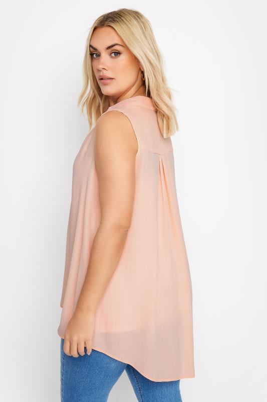 YOURS Plus Size Pink Sleeveless Shirt | Yours Clothing 4