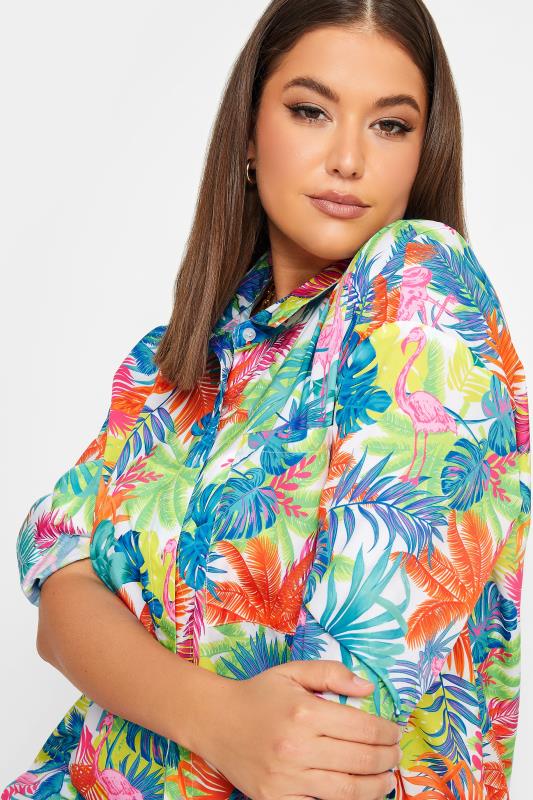 LIMITED COLLECTION Plus Size Curve Blue Flamingo Print Shirt | Yours Clothing  5