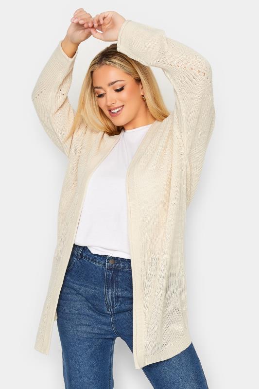 Curve Cream Pointelle Knitted Cardigan | Yours Clothing  1