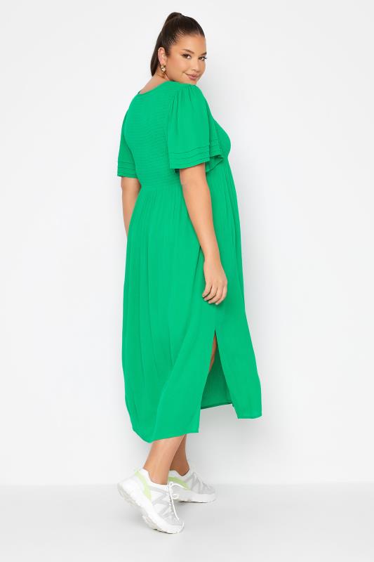 LIMITED COLLECTION Curve Emerald Green Crinkle Angel Sleeve Dress 3