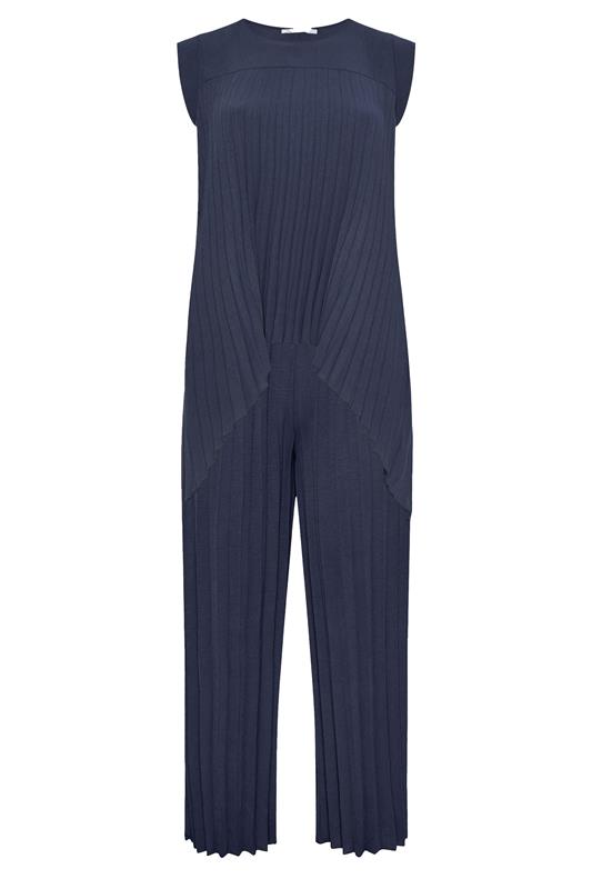 YOURS LONDON Plus Size Navy Blue Pleated Set | Yours Clothing 8