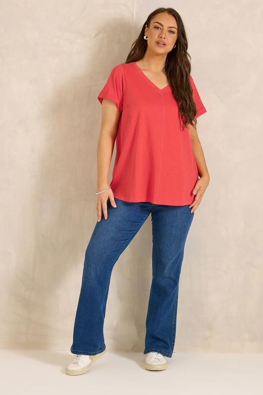 EVANS 2 Pack Plus Size Red & Navy Blue Cotton T-Shirts | Evans 2