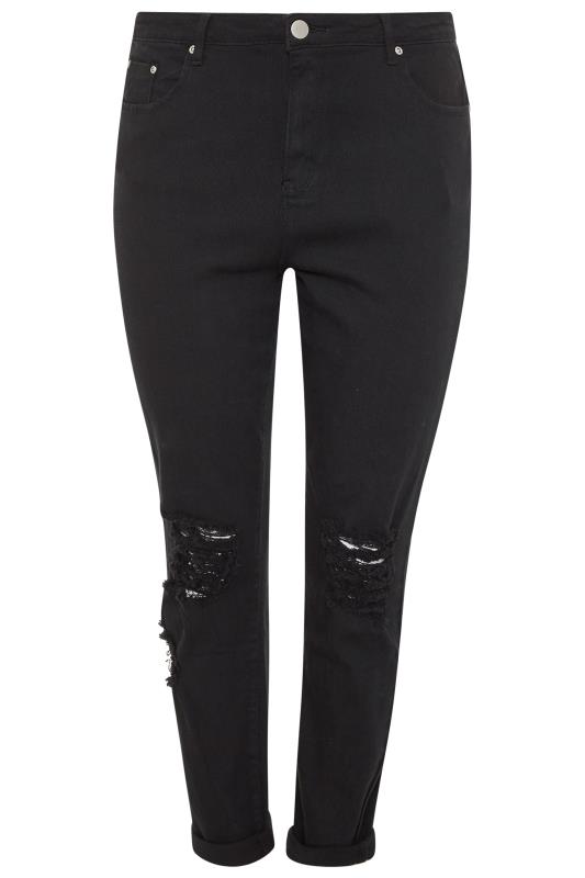 Black Ripped Knee Skinny Stretch AVA Jeans | Yours Clothing