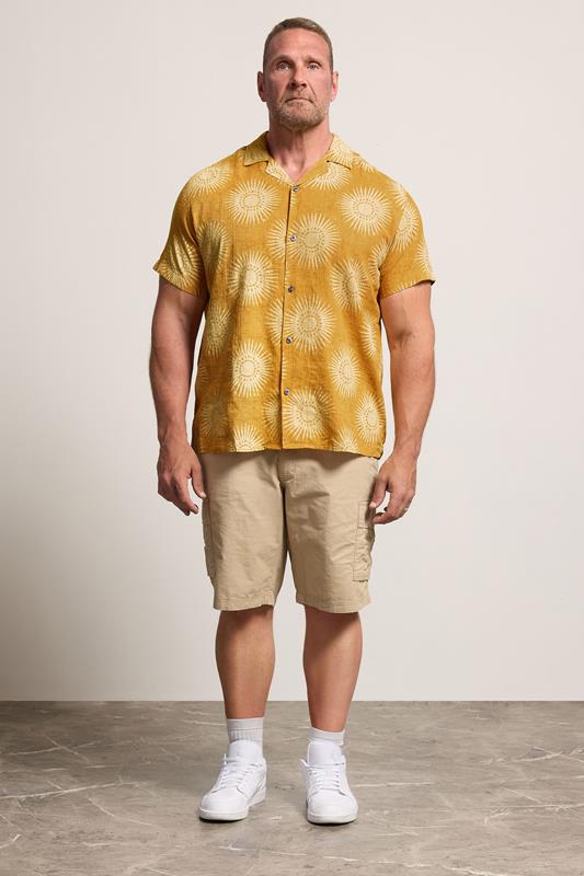 JACK & JONES Big & Tall Amber Brown Sun Print Resort Shirt | BadRhino 1