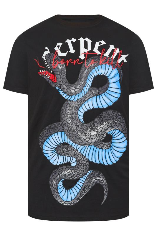 BadRhino Big & Tall Black 'Serpent' Snake Print T-Shirt | BadRhino 4