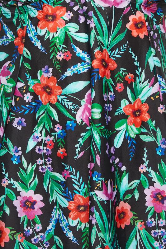 YOURS Plus Size Black Floral Print Tummy Control Swim Dress | Yours Clothing 6