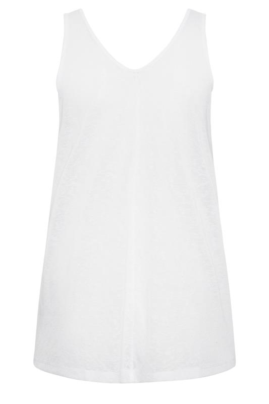 YOURS Curve Plus Size White Linen Look Vest Top | Yours Clothing  6