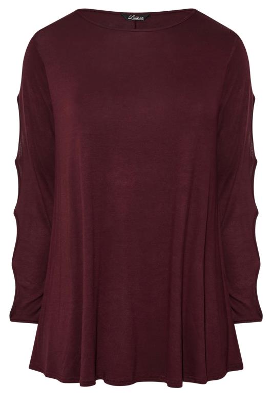 LIMITED COLLECTION Curve Berry Red Cut Out Sleeve Top 6