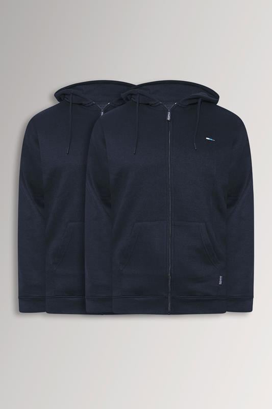  BadRhino Big & Tall - Lot de 2 sweats à capuche zippés - Bleu marine