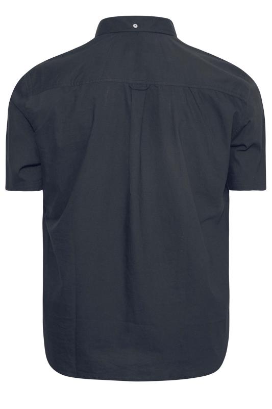 BadRhino Big & Tall Navy Blue Essential Short Sleeve Oxford Shirt 4