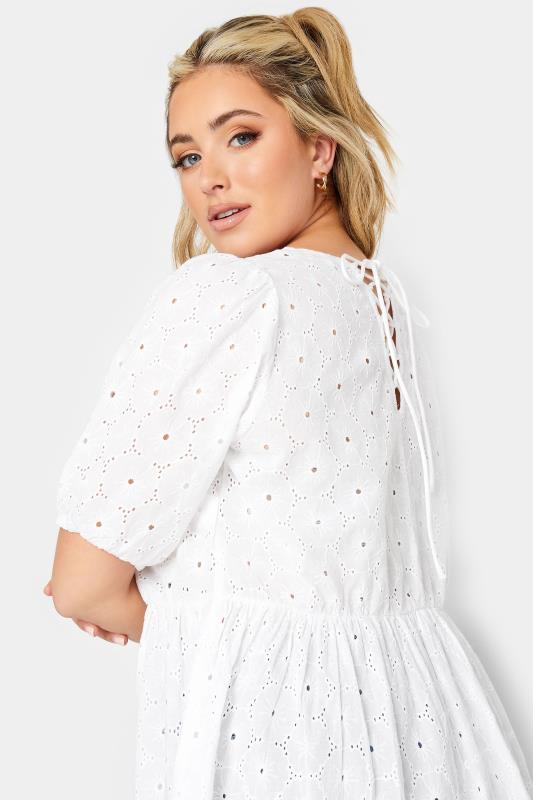 LIMITED COLLECTION Plus Size White Embroidered Peplum Top | Yours Clothing  5