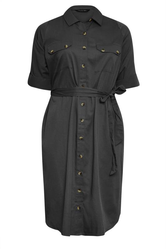 LIMITED COLLECTION Plus Size Black Utility Shirt Dress | Yours Clothing 6
