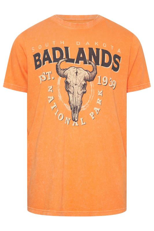 BadRhino Big & Tall Orange Acid Wash 'Badlands' Print T-Shirt | BadRhino 3