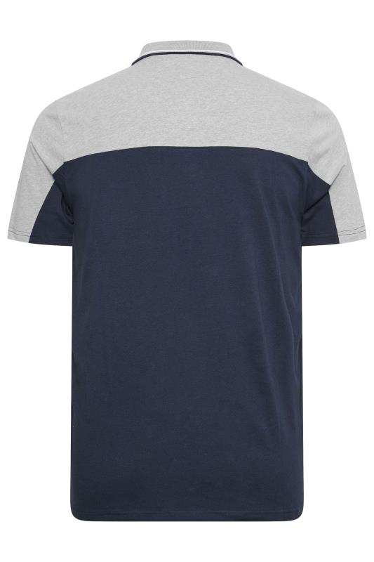 BadRhino Big & Tall Navy Blue & Grey Cut & Sew Jersey Polo Shirt | BadRhino 3