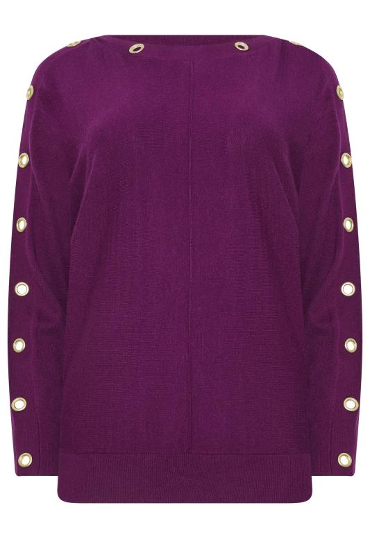 M&Co Berry Purple Batwing Eyelet Jumper | M&Co 5