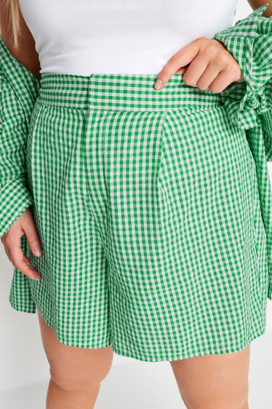 LIMITED COLLECTION Plus Size Green Gingham Check Shorts | Yours Clothing 4