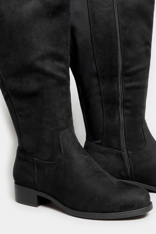 Black Stretch Knee High Boots In Extra Wide EEE Fit 5