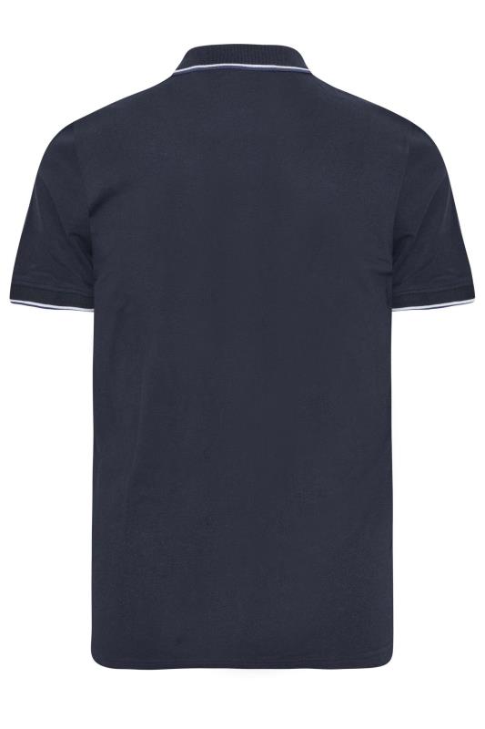 BadRhino Navy Blue 3 Pack Essential Tipped Polo Shirts | BadRhino 4