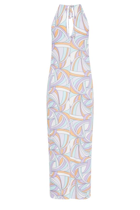 Petite Lilac Purple Swirl Print Halter Neck Maxi Dress 7