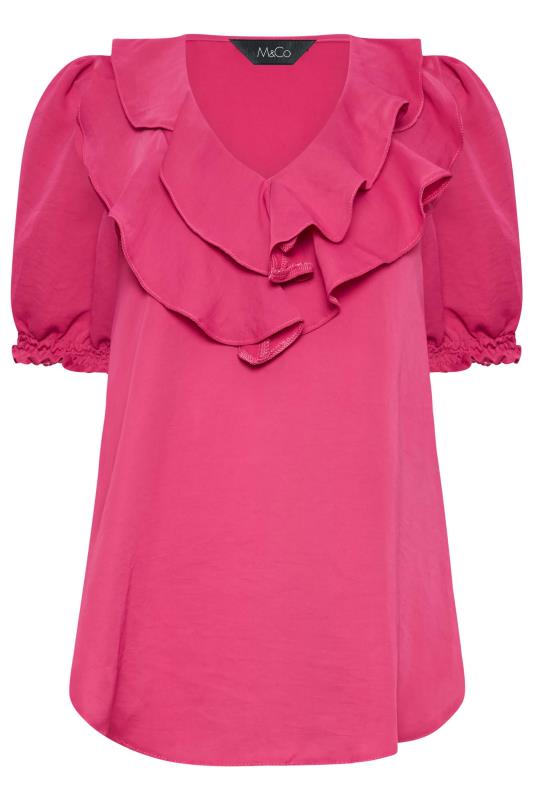 M&Co Hot Pink Frill Front Blouse | M&Co