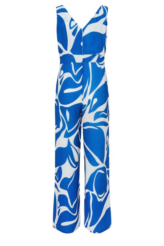YOURS PETITE Curve Blue Swirl Print Wide Leg Jumpsuit | Yours Clothing 6