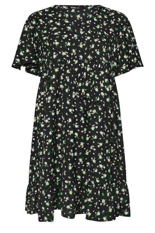 YOURS Plus Size Black Floral Print Smock Dress | Yours Clothing 5