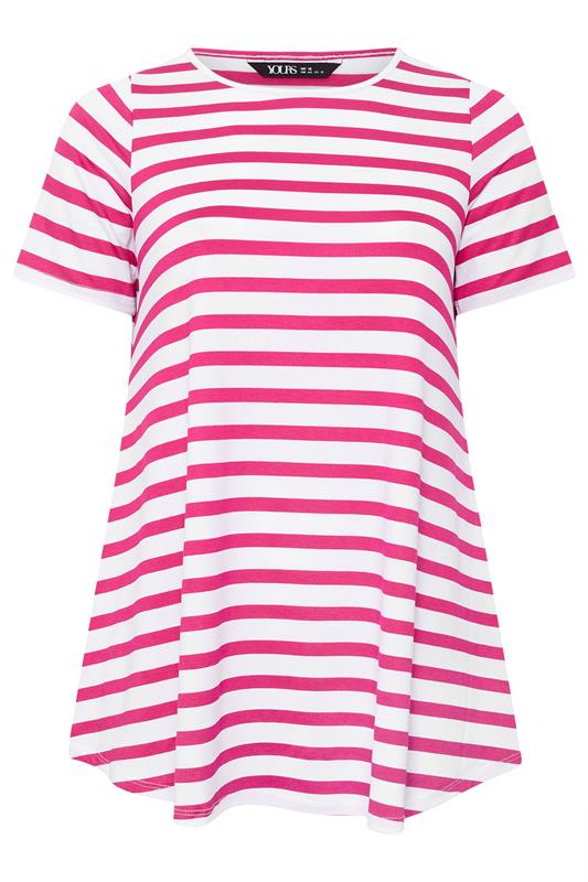 Yours Plus Size Pink Stripe Swing T-Shirt | Yours Clothing 5