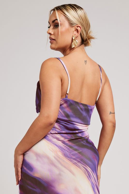 YOURS LONDON Plus Size Purple Abstract Print Midaxi Dress | Yours Clothing 4